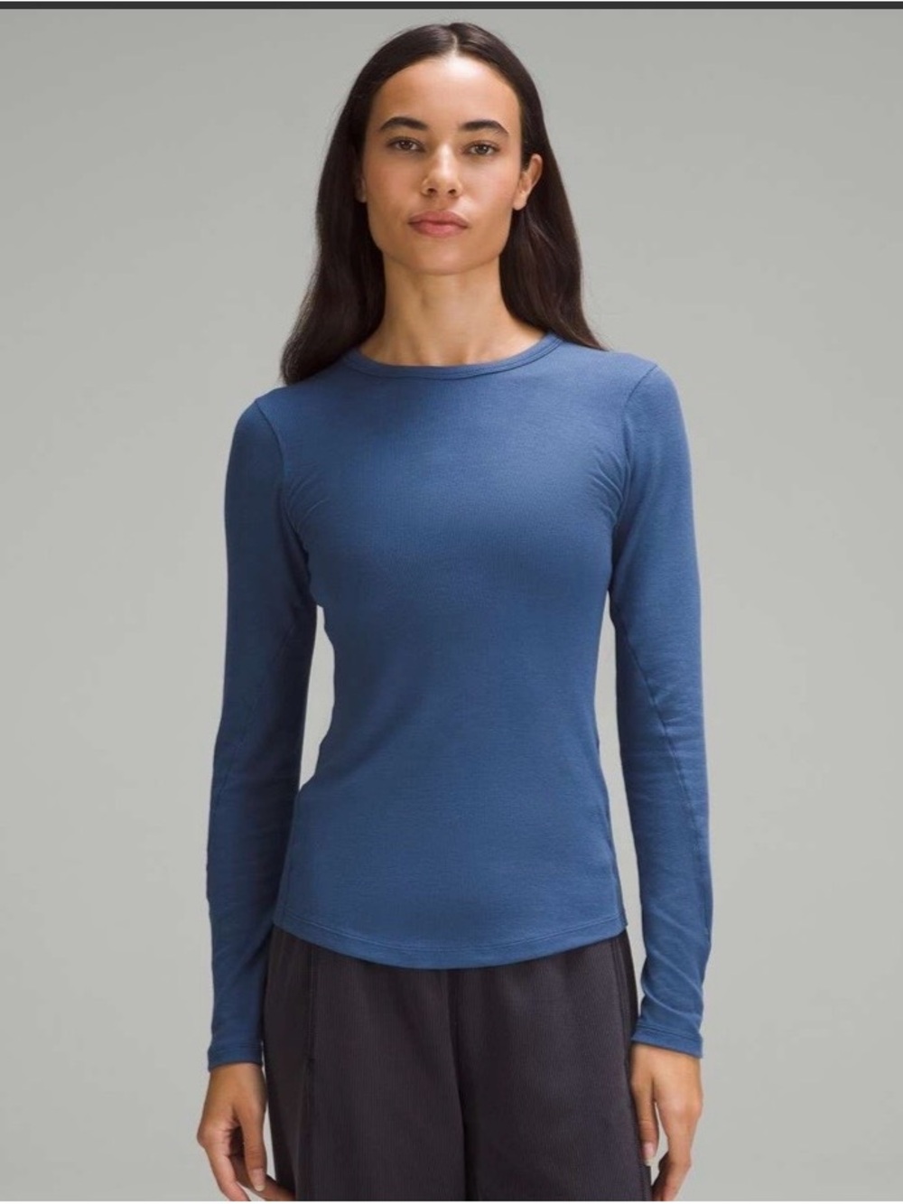 Lululemon Hold Tight Long-Sleeve Shirt Pitch Blue Ribbed